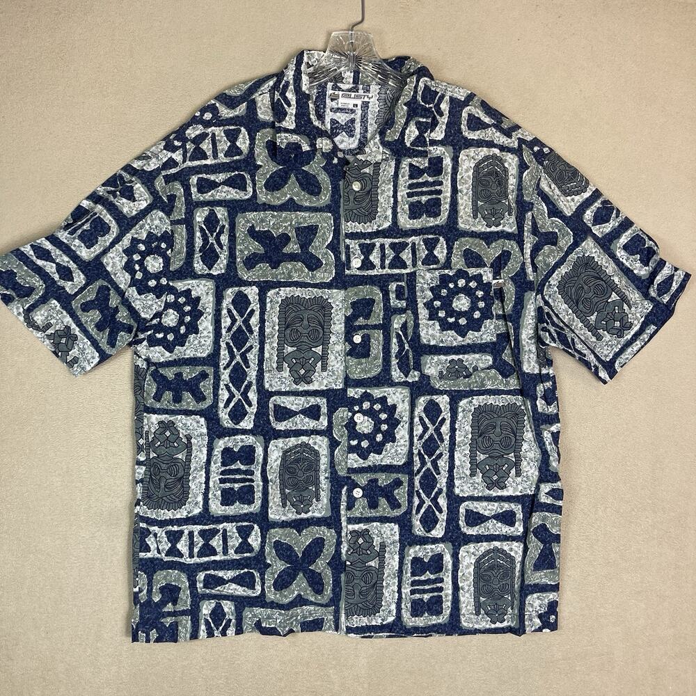 Rusty Shirt‎ Mens L Multicolor Aztec Print Hawaiian Short Sleeve Button Up